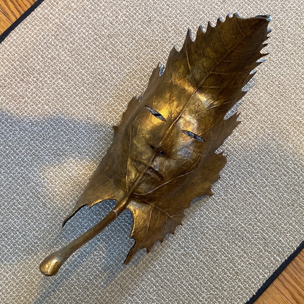 Last Chance: Mask Venice Italy 1990’s golden leaf man- copy